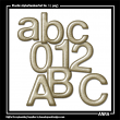 Gold Plastic Alpha Number Set 1 Digital Scrapbooking Elements