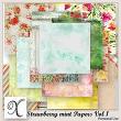 Strawberries Mint Digital Scrapbook Papers Preview by Xuxper Designs