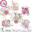 Flowery Pink Digital Scrapbook Embellishments Preview by Xuxper Designs