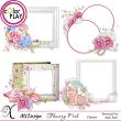 Flowery Pink Digital Scrapbook Clusters Preview by Xuxper Designs