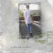 Photo blends overlays 2 boy on railroad tracks digital scrapbook layout
