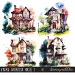 CU Vintage Watercolor Houses 2 Digital Scrapbook Elements Preview by Sarapullka Scraps