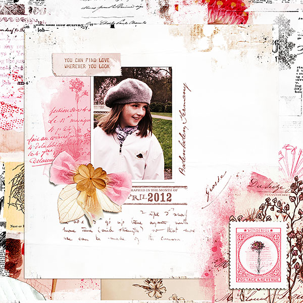 Digital Scrapbook layout using "Botanical Mix No1" collection by Lynn Grieveson
