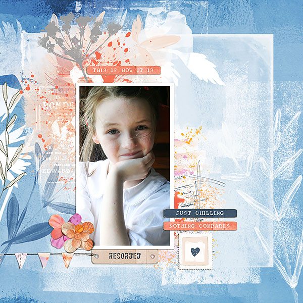 Digital Scrapbook layout using "Mellow" collection by Lynn Grieveson