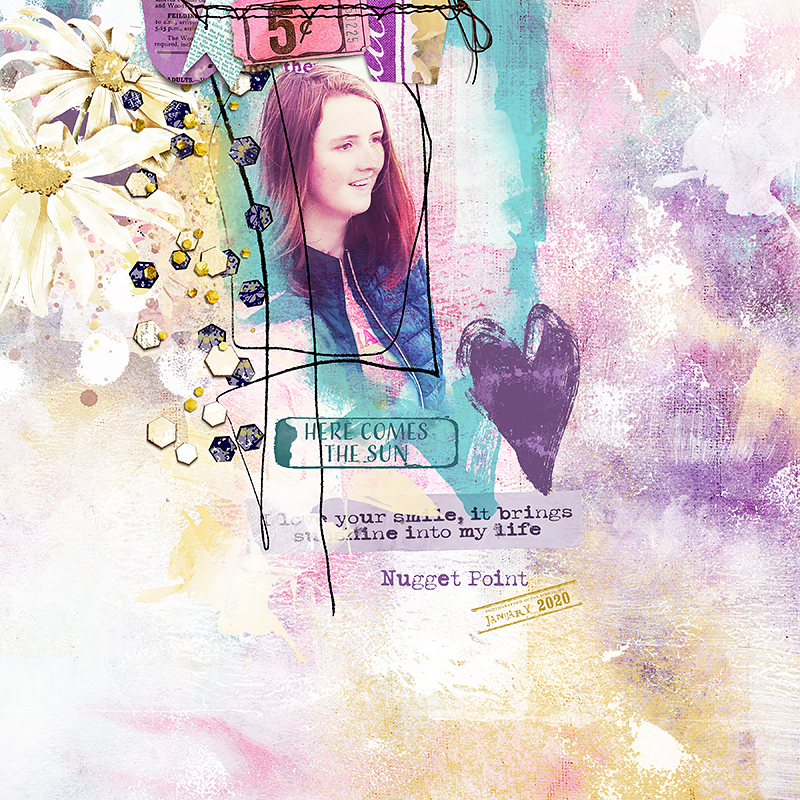 Digital Scrapbook layout using "Spring Daze" collection by Lynn Grieveson