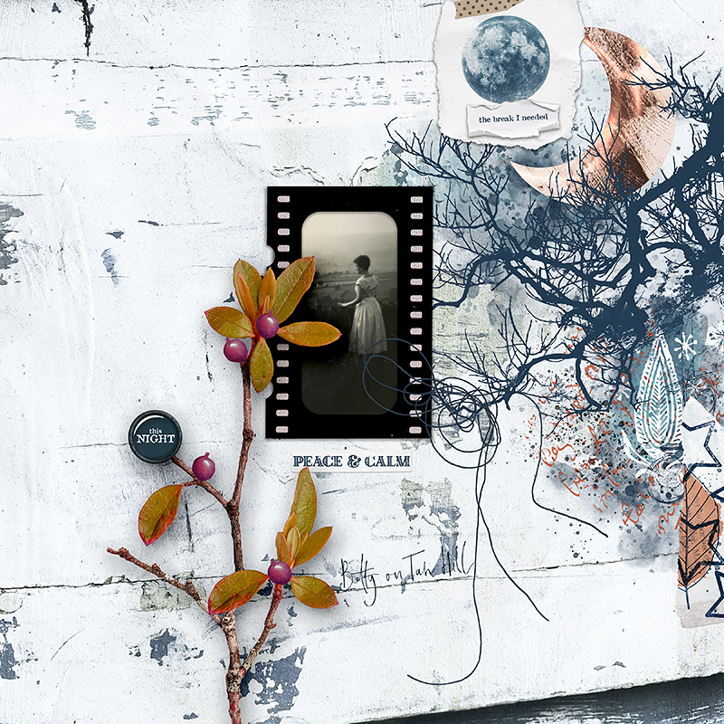 Digital Scrapbook layout by Lynn Grieveson using Nocturne collection