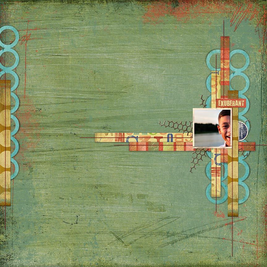 "Exuberant" #digitalscrapbooking layout by AFT Designs - Amanda Fraijo-Tobin using Roillciking Kit @Oscraps.com