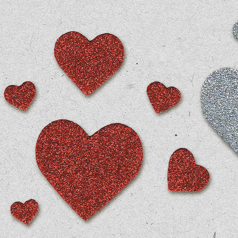 Valentine's Day Foam Heart Glittery Stickers