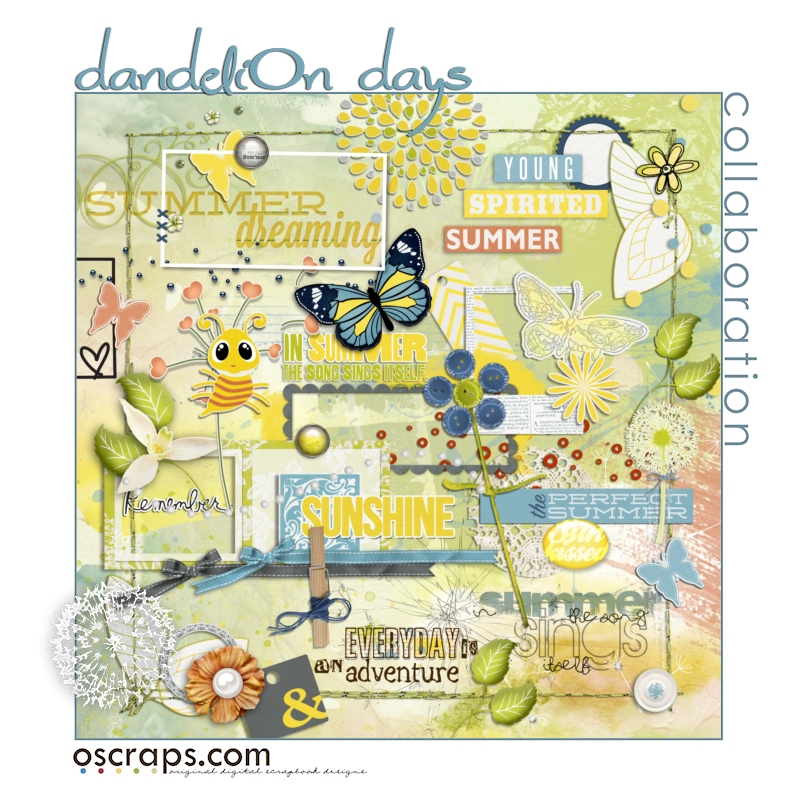 Dandelion Days Digital Scrapbook Mega Collab Elements Preview by Oscraps