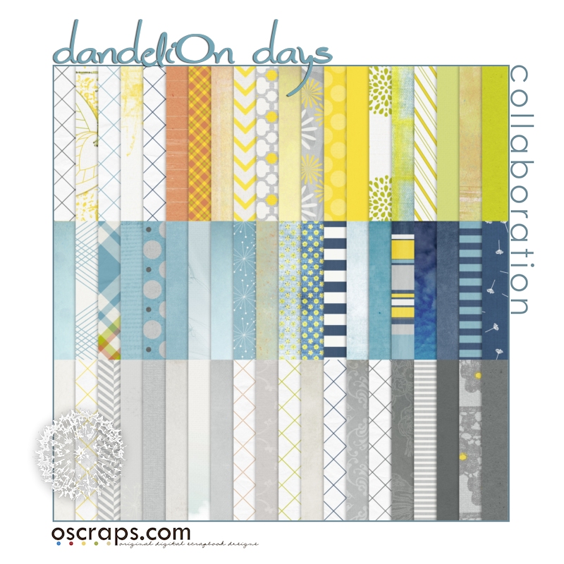 Dandelion Days Digital Scrapbook Mega Collab Papers Preview by Oscraps