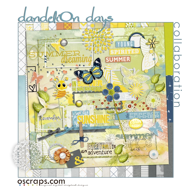 Dandelion Days Digital Scrapbook Mega Collab Preview by Oscraps
