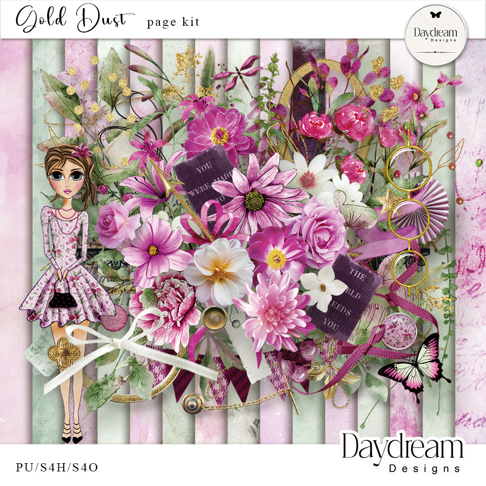 Gold Dust Digital Art Page Kit by Daydream Designs 