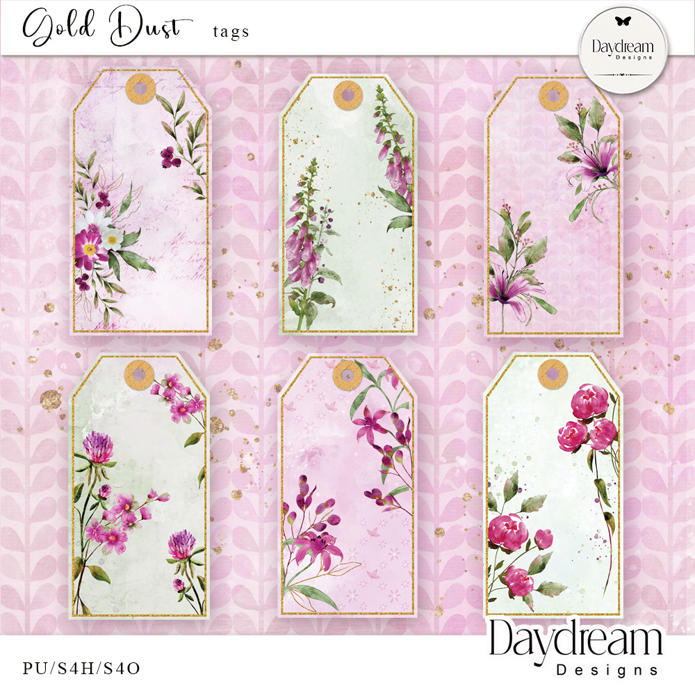 Gold Dust Digital Art Tags by Daydream Designs 