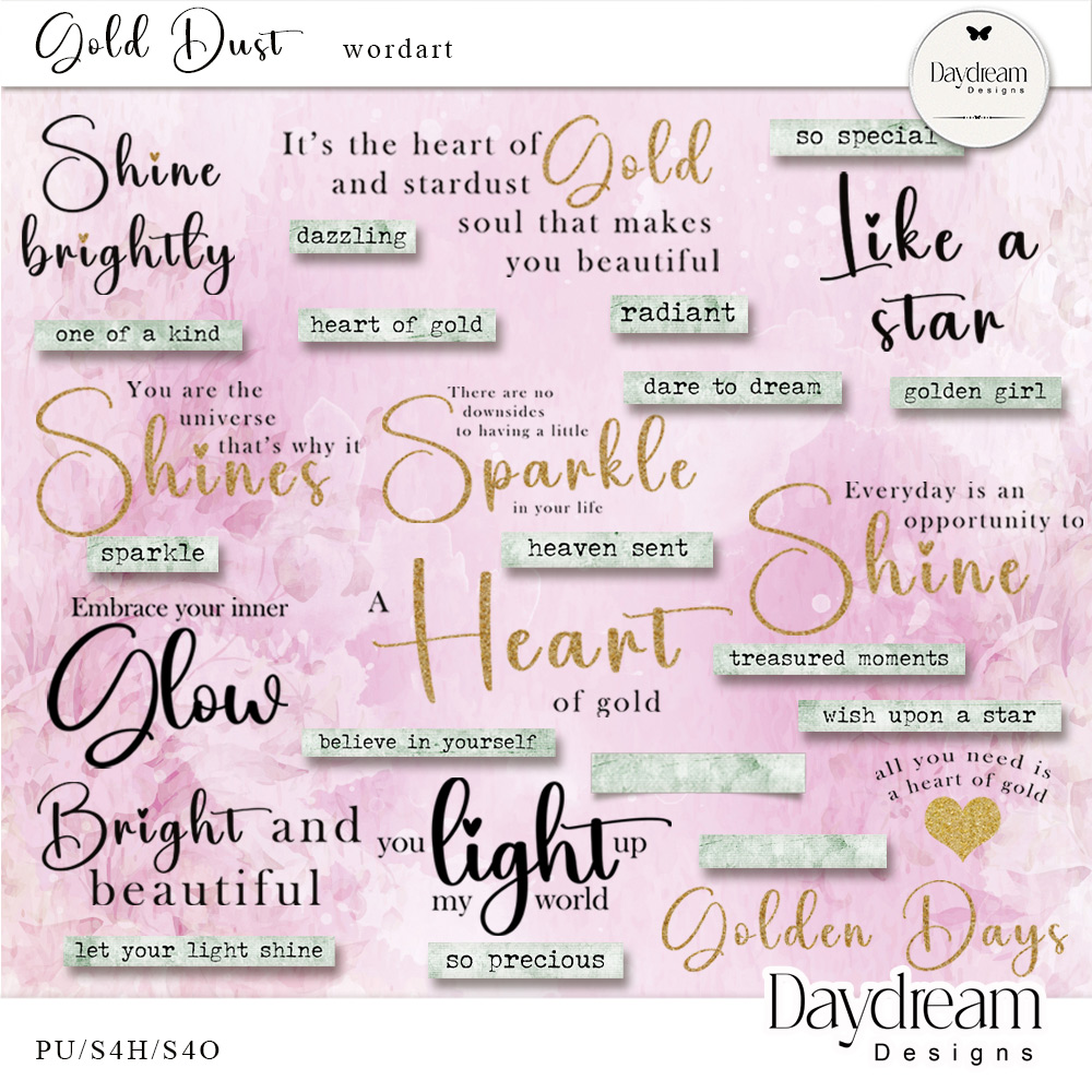 Gold Dust Digital Art WordArt by Daydream Designs 