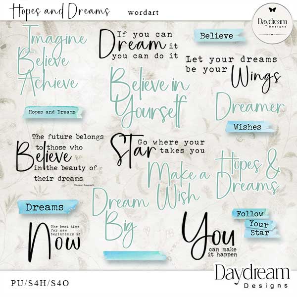 Hopes And Dreams Digital Art WordArt by Daydream Designs 