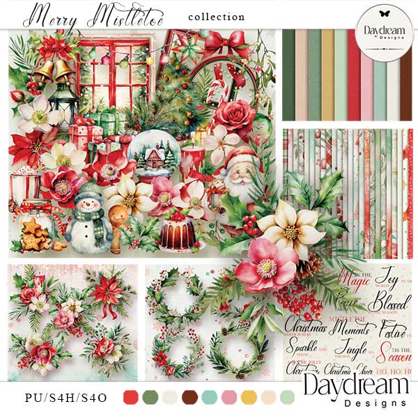 Merry Mistletoe Digital Art Collection by Daydream Designs