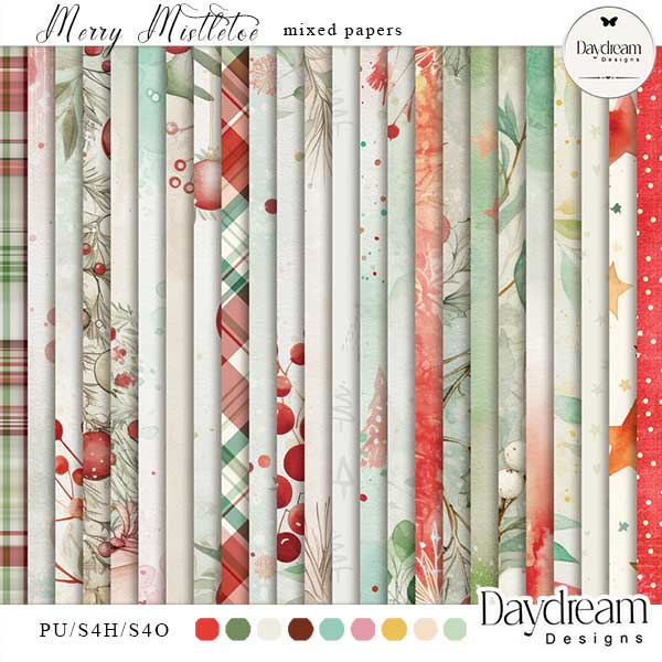 Merry Mistletoe Digital Art Mixed Paers by Daydream Designs