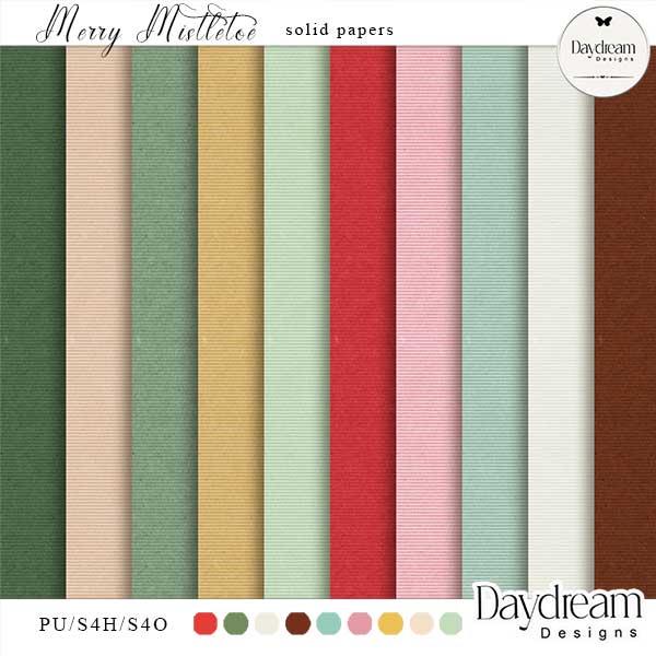 Merry Mistletoe Digital Art Solid Papers by Daydream Designs