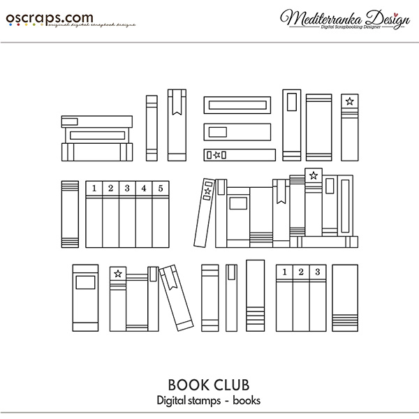 Book journal Digital stamps by Mediterranka Design