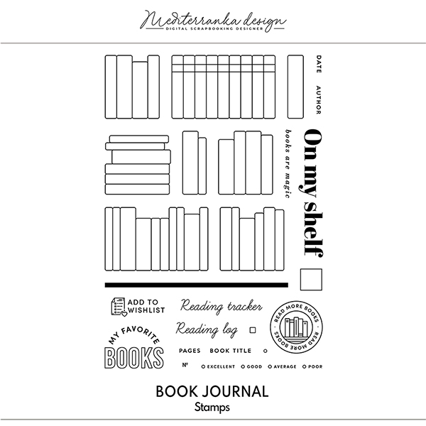 Book journal Digital stamps by Mediterranka Design