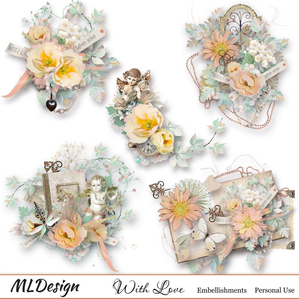 With Love Digital Scrapbook Embellishments Preview by MLDesign