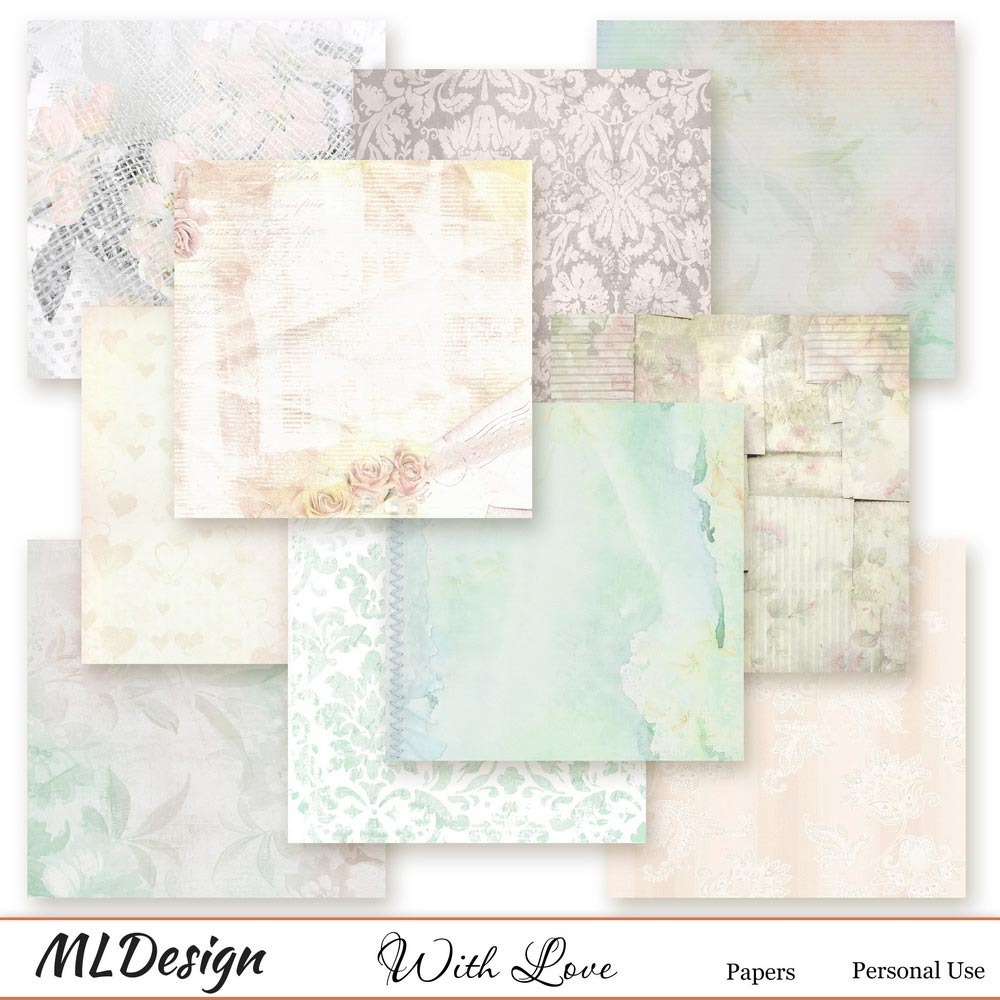 With Love Digital Scrapbook Papers Preview by MLDesign