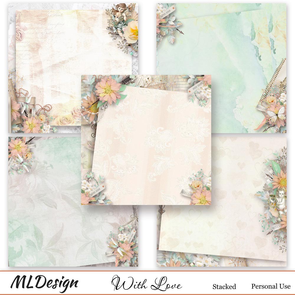 With Love Digital Scrapbook Stacked Papers Preview by MLDesign