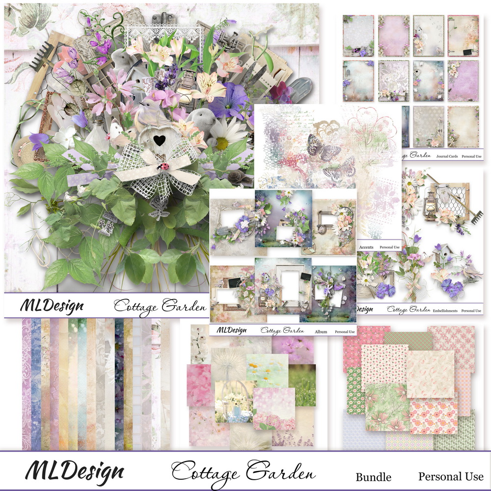 Cottage Garden Digital Scrapbook Collection Preview by MLDesign