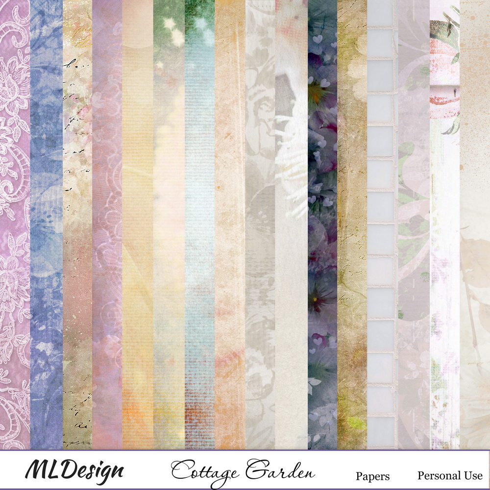 Cottage Garden Digital Scrapbook Papers Preview by MLDesign