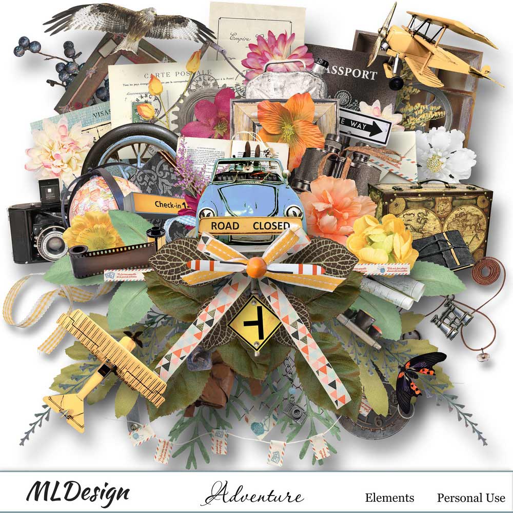 Adventure Digital Scrapbook Elements Preview by MLDesign
