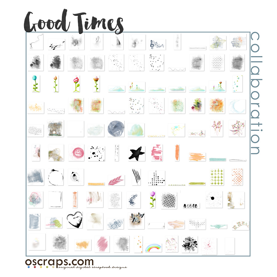 Good Times Digital Scrapbooking Mega Collab by Oscraps Paint & Stamps Preview