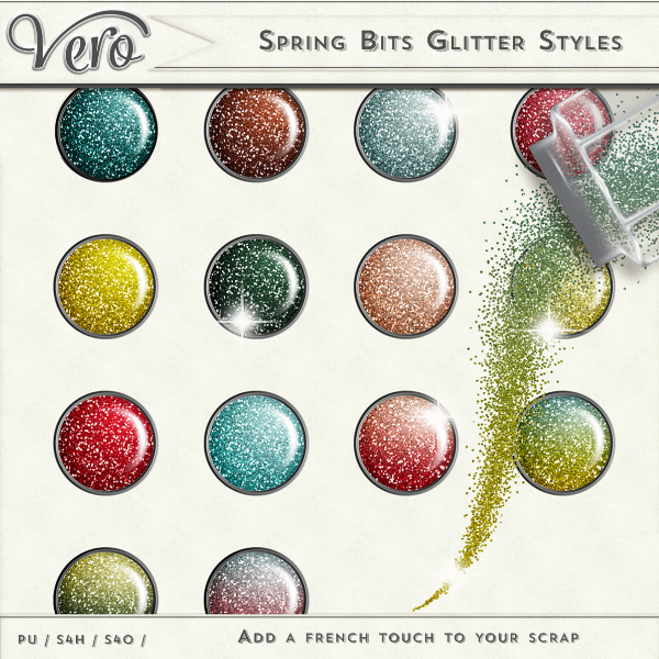 Spring Bits Digital Scrapbook Glitter Styles