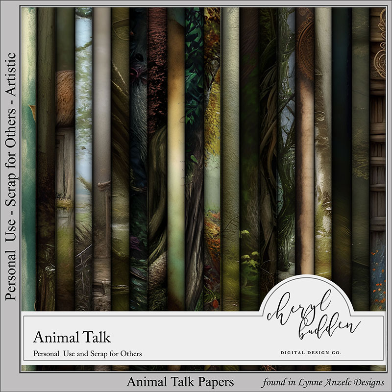 Animal Talk Digital Art Papers by Cheryl Budden