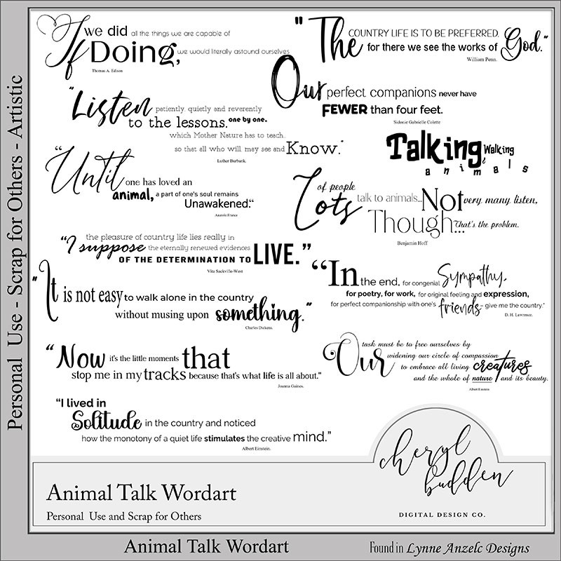 Animal Talk Digital Art Wordart by Cheryl Budden
