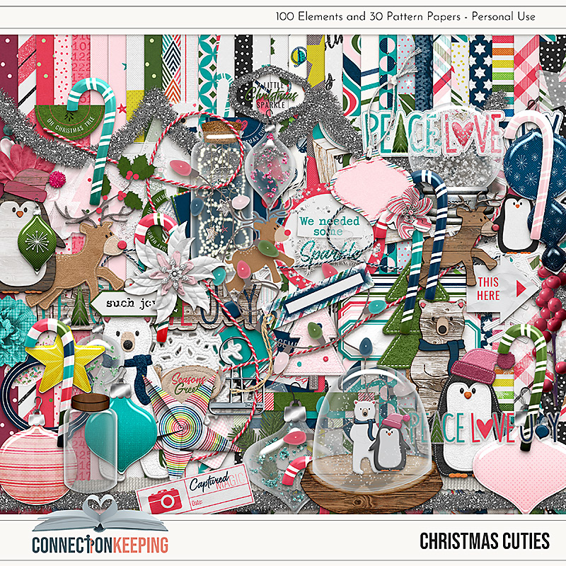 Digital Scrapbook Pack, Christmas Cuties Templates by Connection Keeping