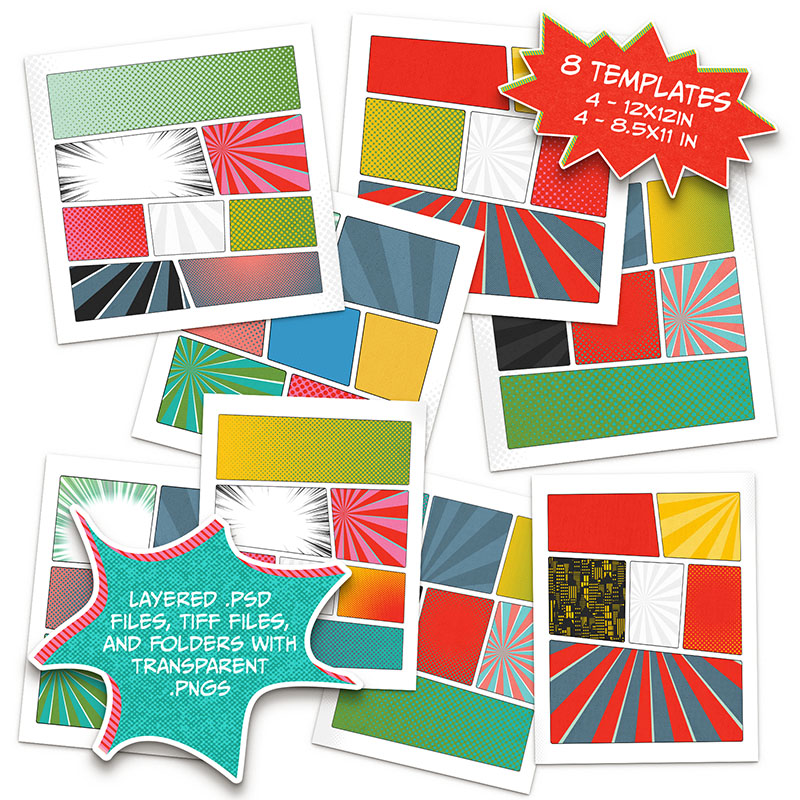 Comic book bundle: clip art, digital papers and layouts by  ThinkingCaterpillars