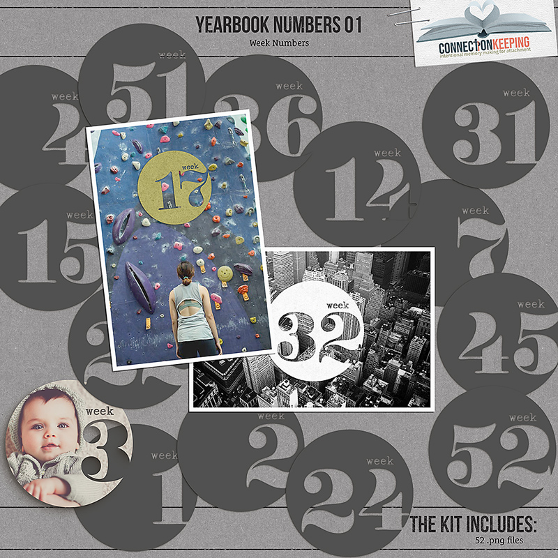 Digital Scrapbook Pack Yearbook Numbers 01 by Connection Keeping