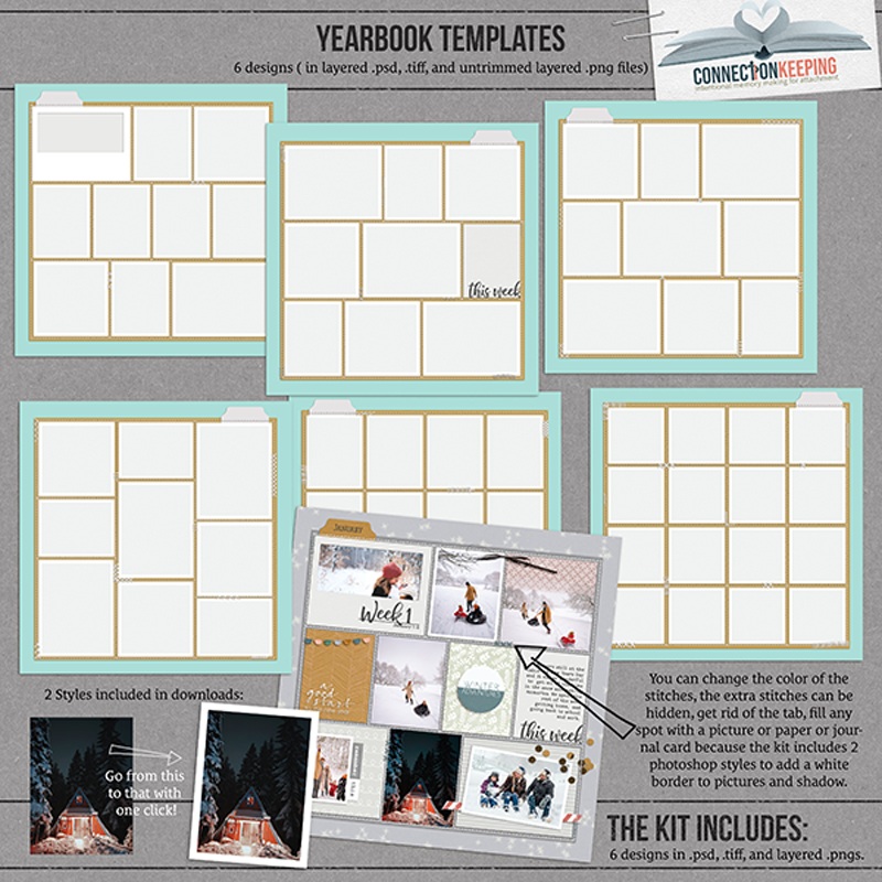 Digital Scrapbook Pack | Yearbook 01 Templates by Connection Keeping |  Oscraps