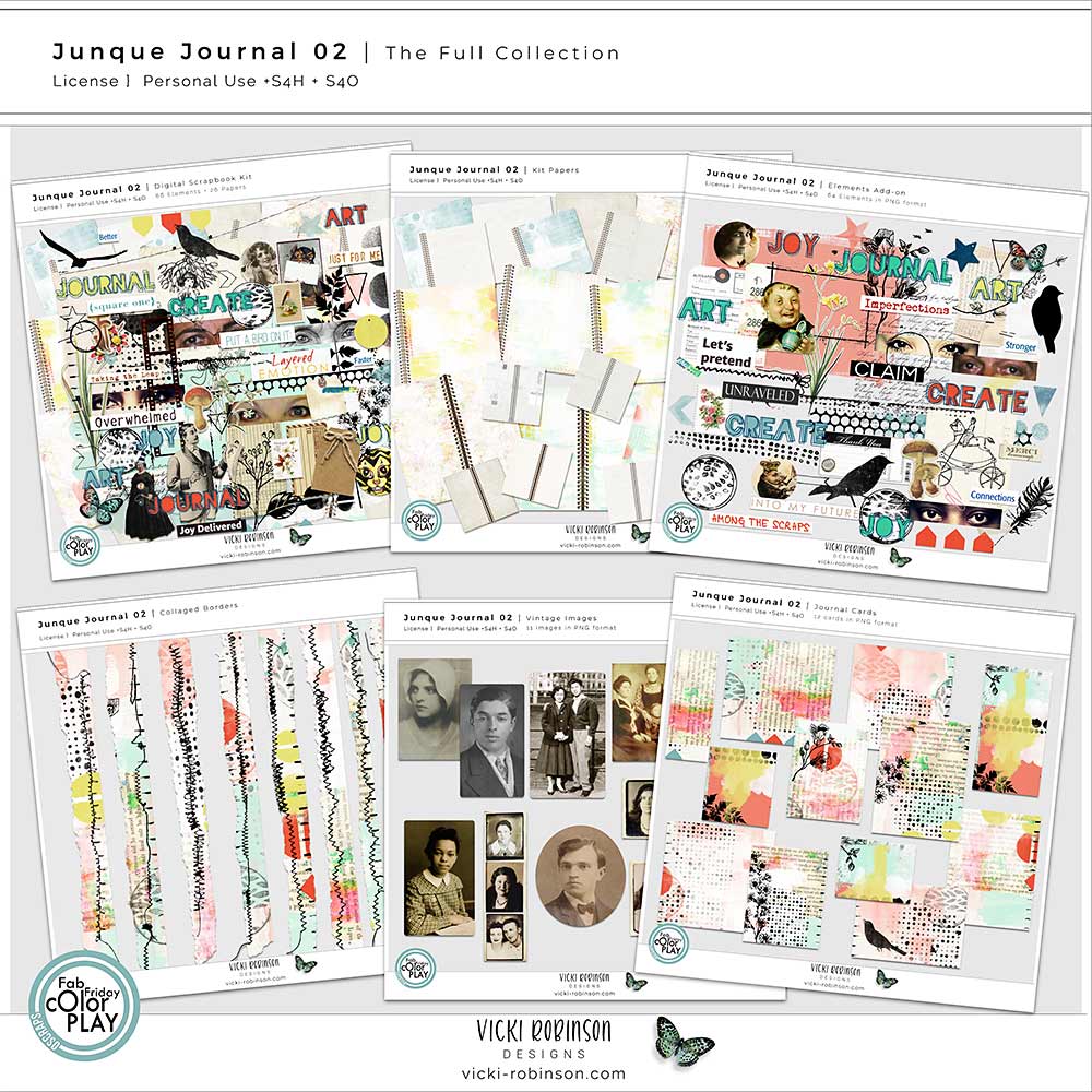 Junque Journal O2 Digital Scrapbook Collection by Vicki Robinson