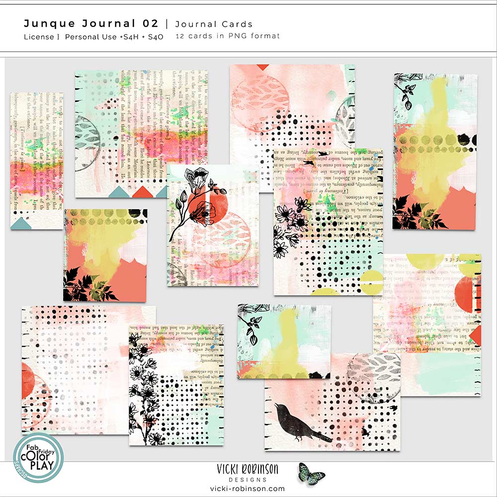 Junque Journal O2 Digital Scrapbook Journal Cards by Vicki Robinson