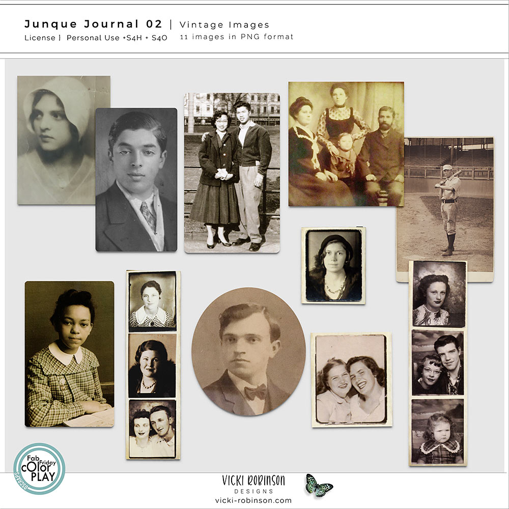 Junque Journal O2 Digital Scrapbook Vintage Images by Vicki Robinson