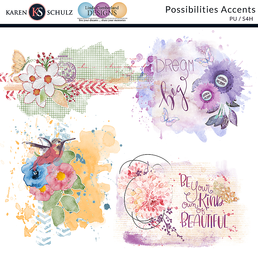 Possibilities Digital Scrapbook Accents Preview by Karen Schulz Designs