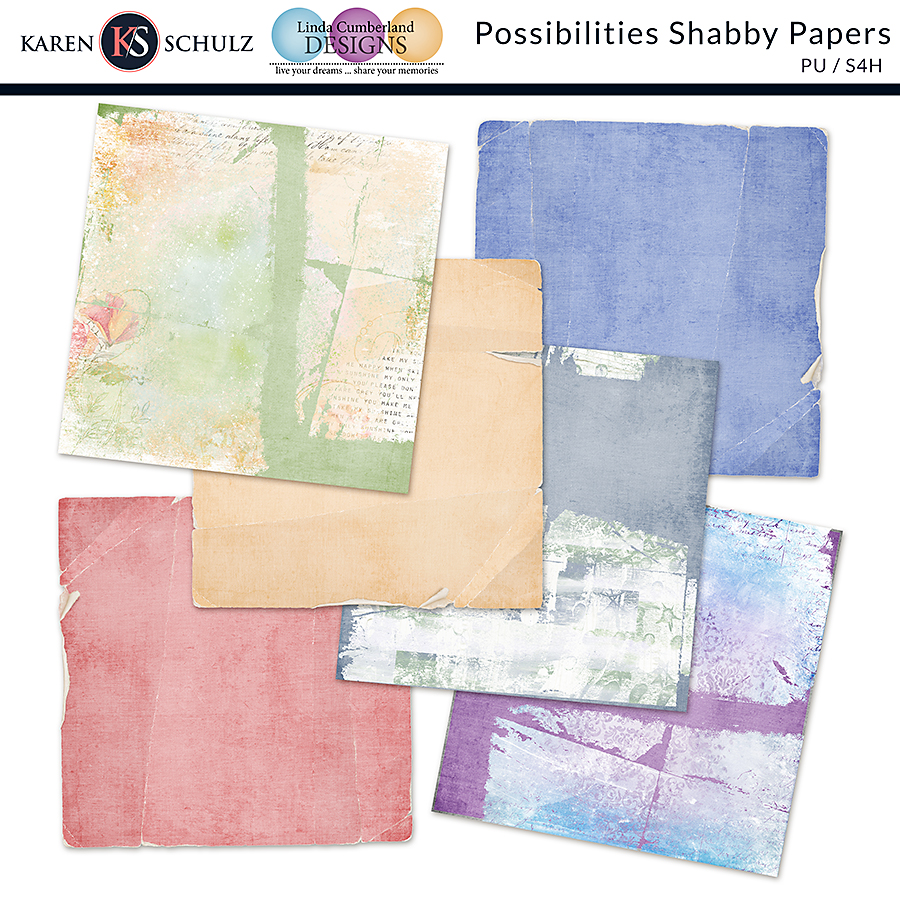 Possibilities Digital Scrapbook Kit papers Preview by Karen Schulz Designs