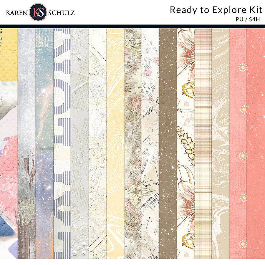 Ready to Explore Digital Scrapbook Kit Papers