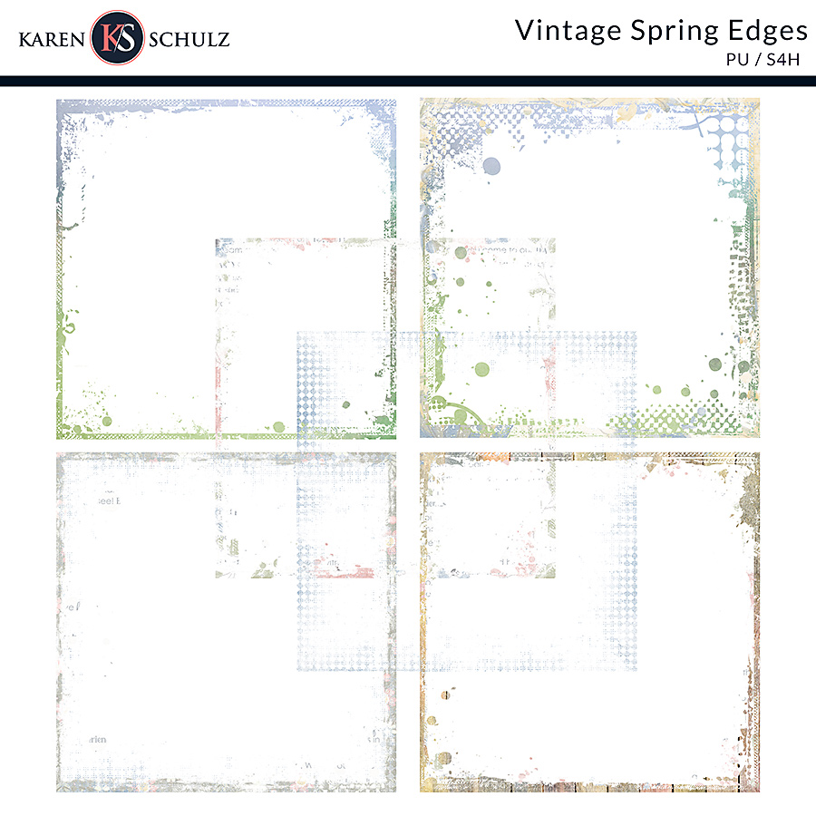 Vintage Spring Digital Scrapbook Edges Preview by Karen Schulz Designs
