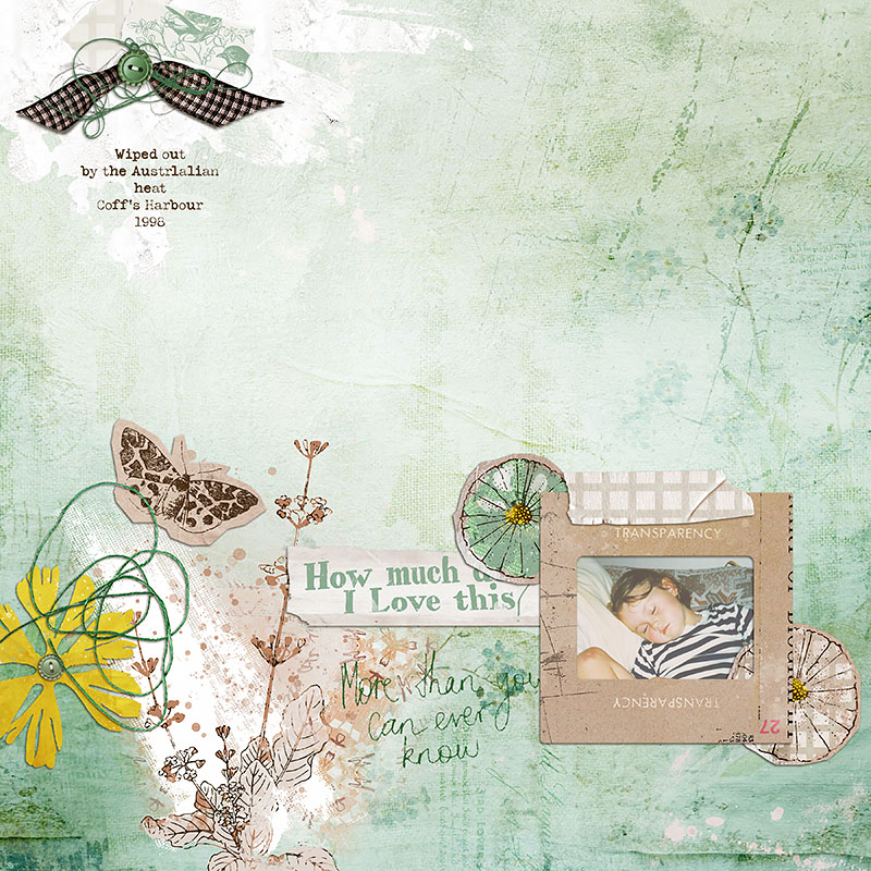 Digital Scrapbook Layout using So Much Collection by Lynn Grieveson (Messy Papers not inluded in kit)
