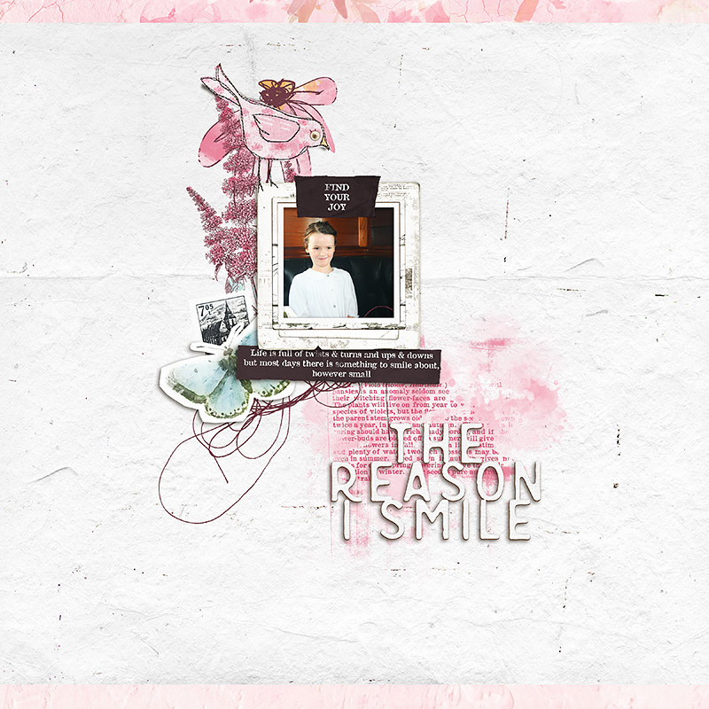 Digital Scrapbook Layout using "The Reason I Smile" kit by Lynn Grieveson