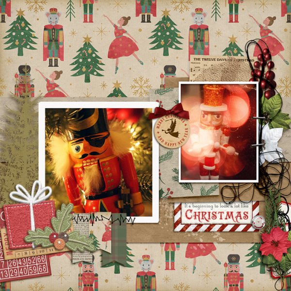 Digital Scrapbook Pack, Vintage Christmas Clusters by Lilach Oren