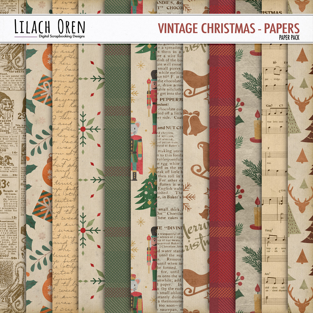 Printable Vintage Christmas Village Wrapping Paper Digital 