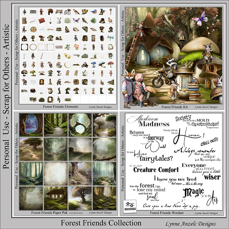 Forest Friends Digital Art Collection Preview by Lynne Anzelc
